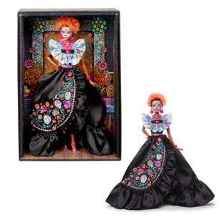 Συλλεκτική Barbie Día De Muertos 2024 Collectible Doll in Ruffled Black Gown - HRM72