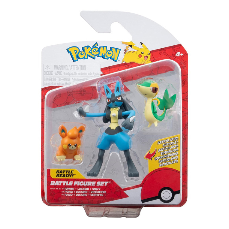 Pokemon - Φιγούρες 3 Τεμ. Snivy - Pawmi -  Lucario 5 CM - PKW3603