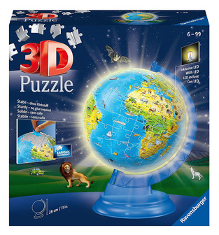 Ravensburger 3D Puzzle 180 Τεμ. Υδρόγειος Για Παιδιά Night Edition -05-11288