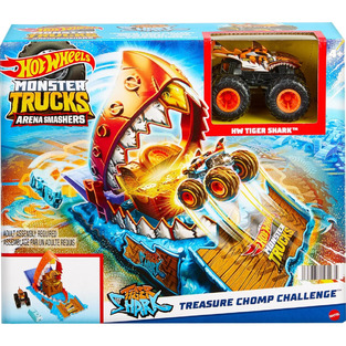 Hot Wheels Monster Trucks Tiger Shark Monster Trucks Race Challenge Playset - HTP17