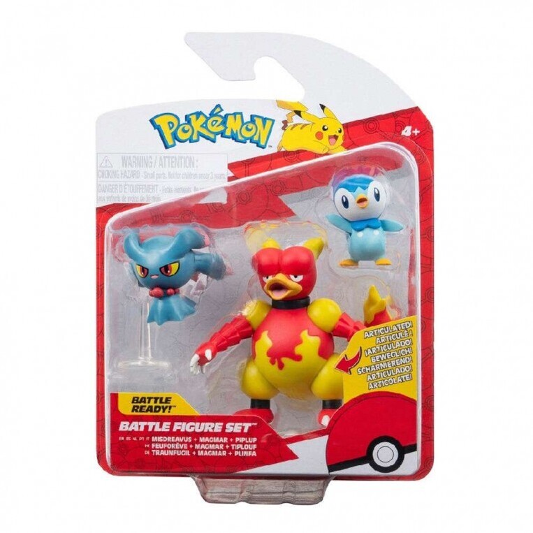 Pokemon Σετ με 3 Φιγούρες Μάχης Misdreavus, Piplup & Magmar - PKW3604