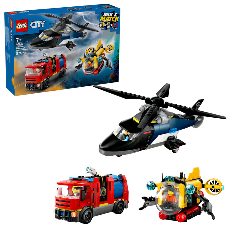 LEGO City Helicopter, Fire Truck & Submarine Remix - 60462