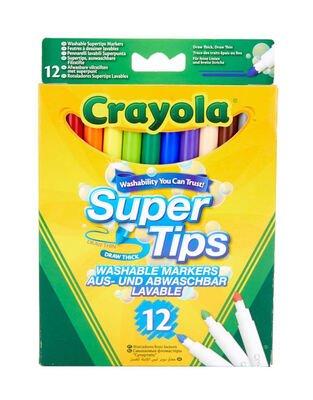 Crayola Supertips Πλενόμενοι Μαρκαδόροι Ζωγραφικής σε 12 Χρώματα - 03.7509